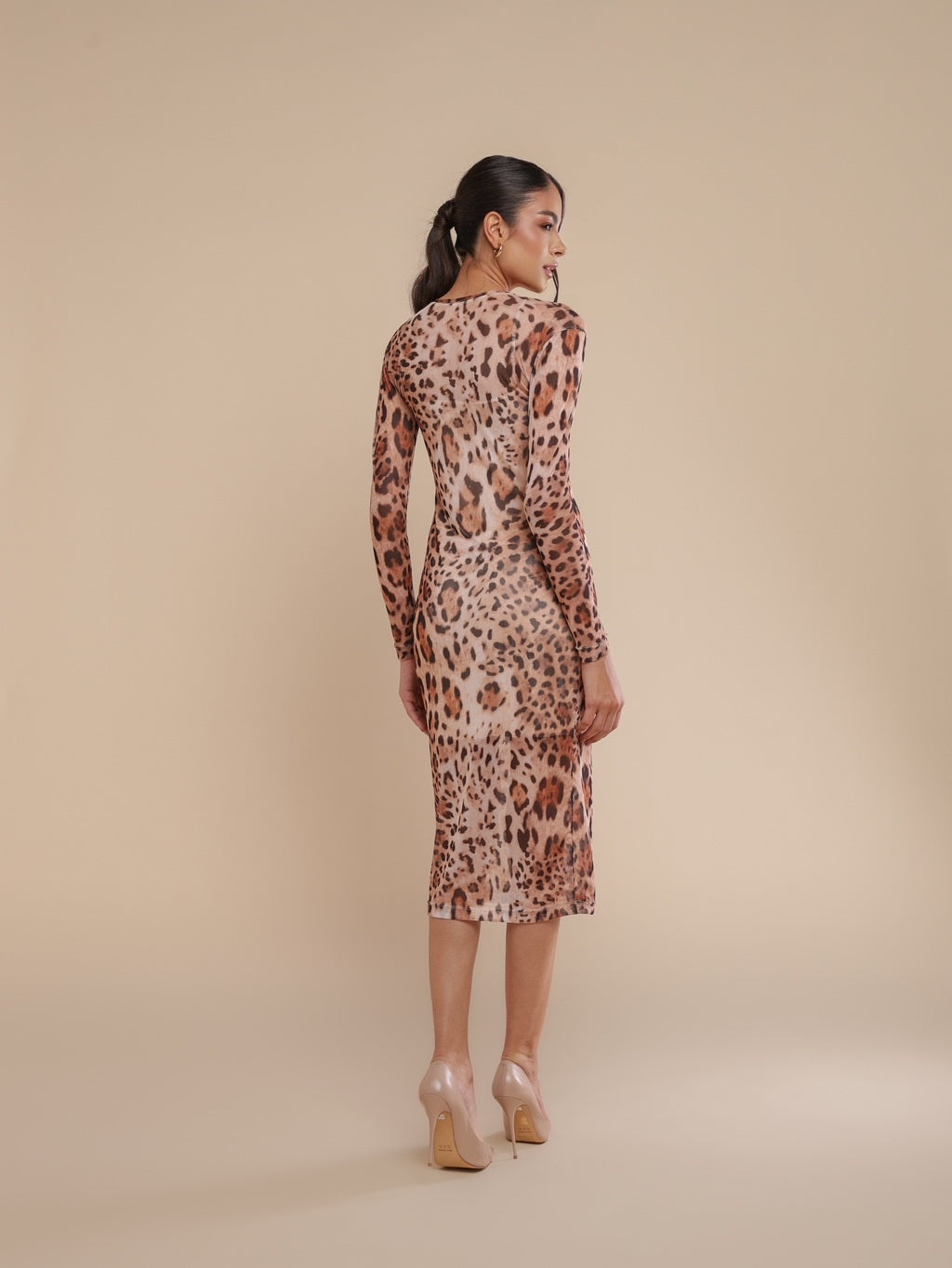 Vestido Tule Estampado Onça Feline com Combinete
