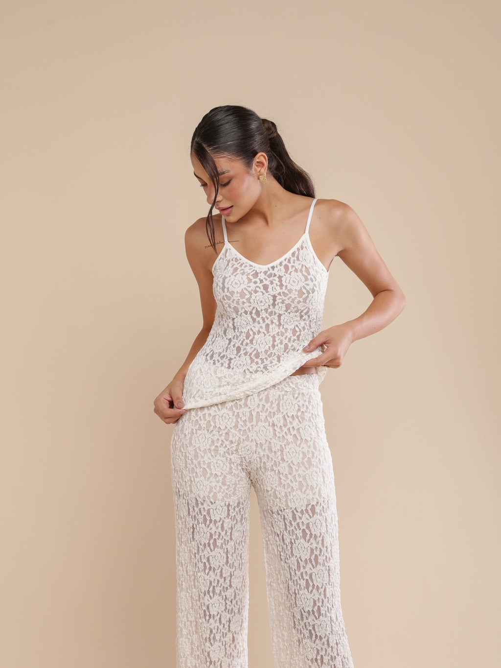 Regata Alcinha Renda Urban Lace Off-White