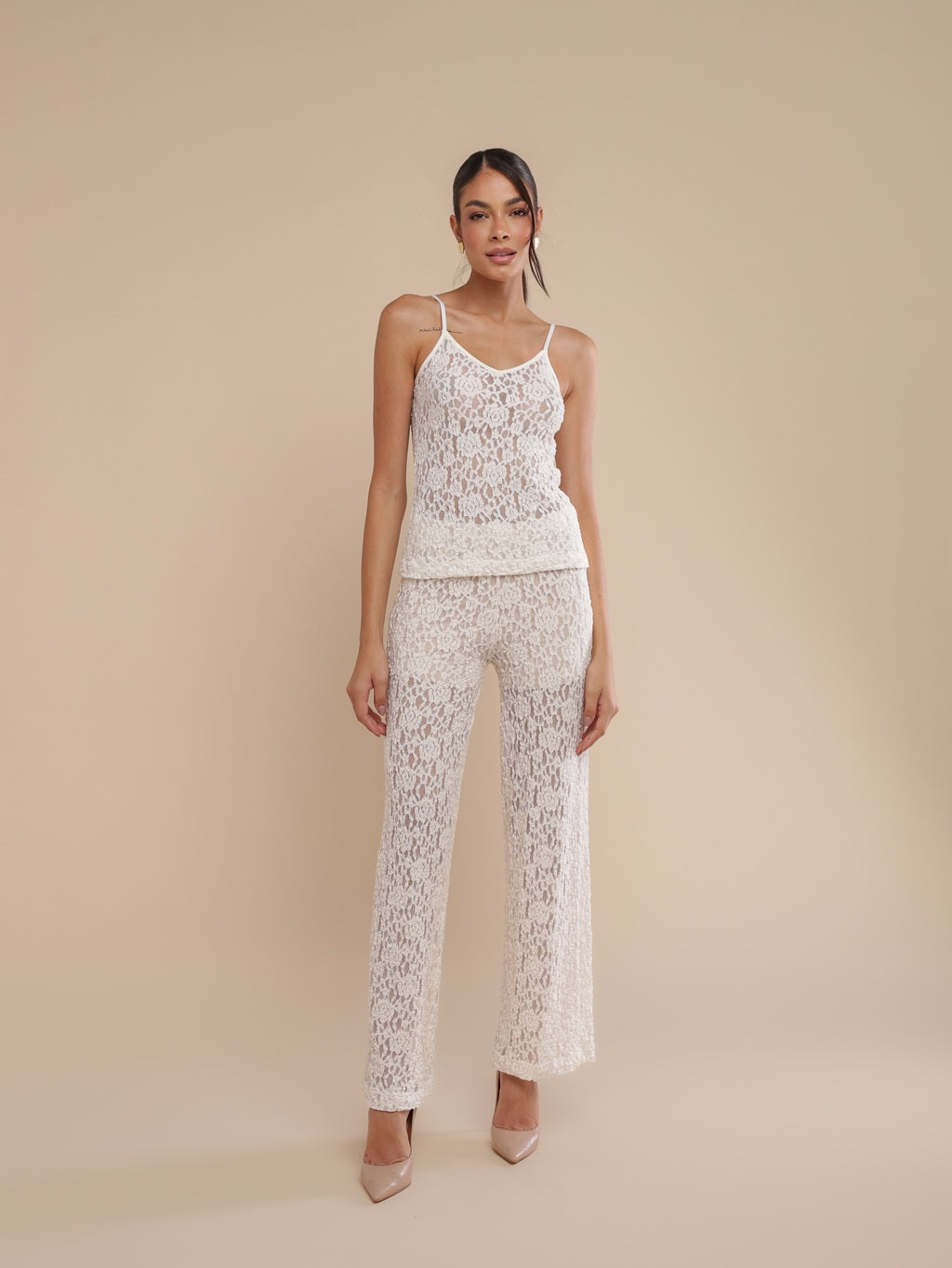 Regata Alcinha Renda Urban Lace Off-White