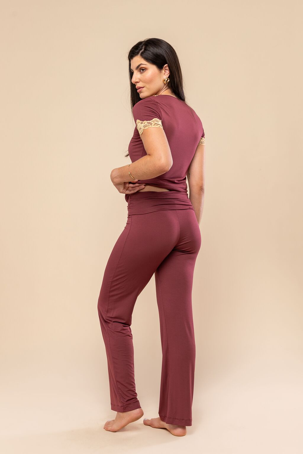 Calça Pantalona Everlong Modal Vermelho Garnet