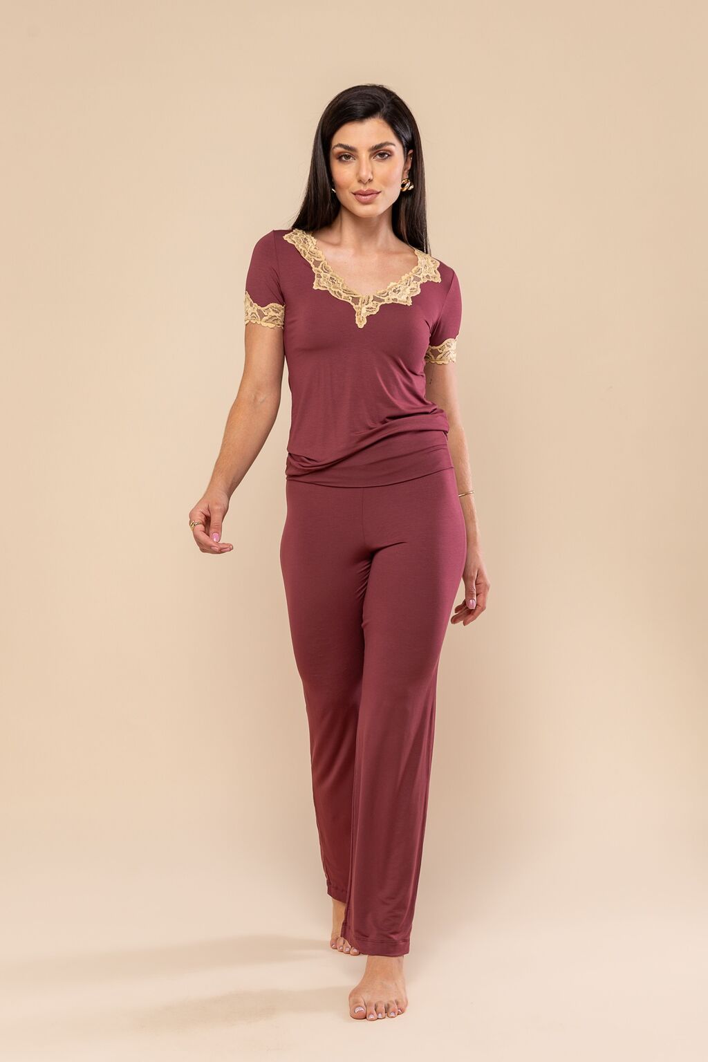 Calça Pantalona Everlong Modal Vermelho Garnet