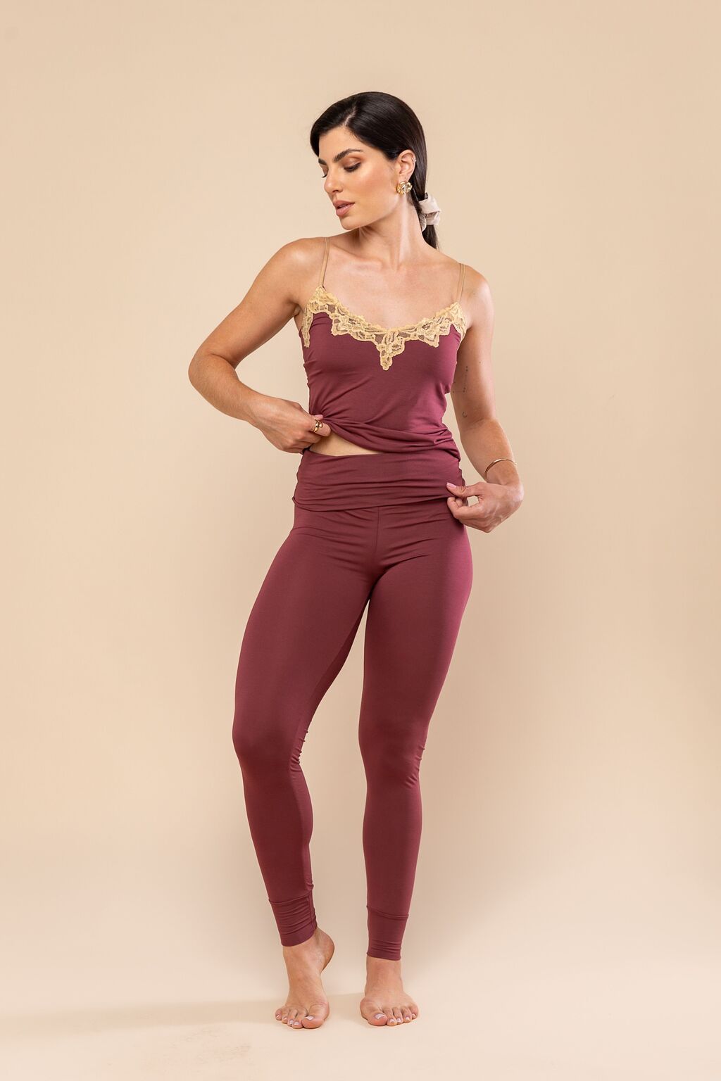 Calça Legging Everlong Modal Vermelho Garnet