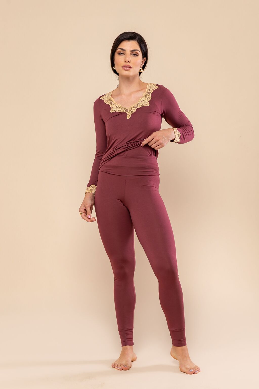 Calça Legging Everlong Modal Vermelho Garnet
