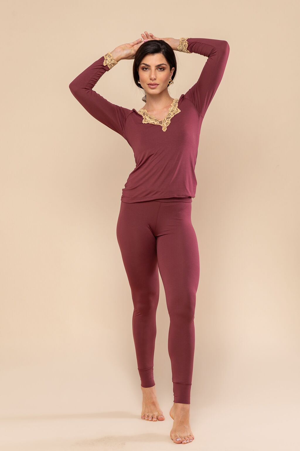 Calça Legging Everlong Modal Vermelho Garnet