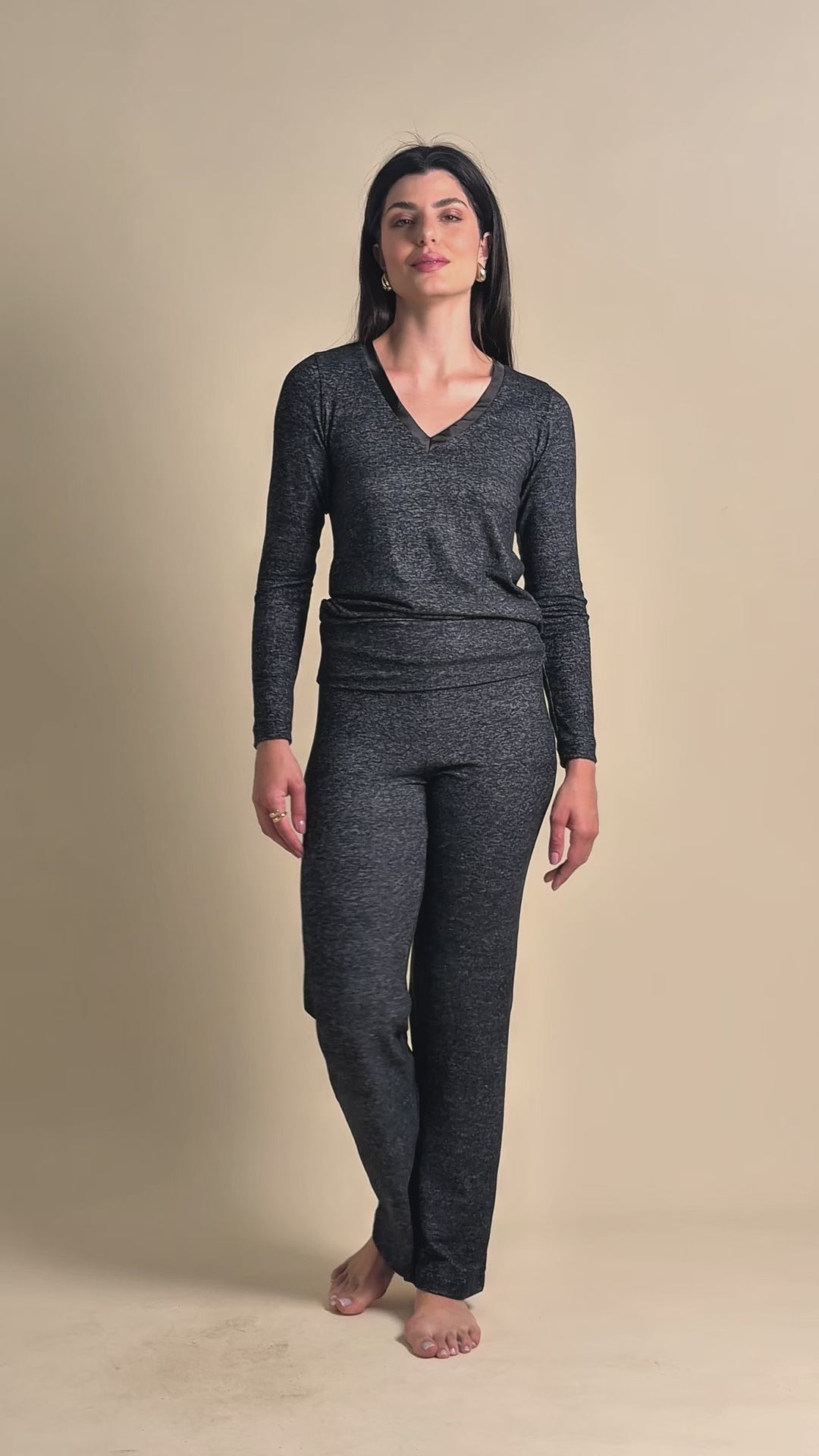 Calça Pantalona Lush Malha Flanelada Thermo - Preto