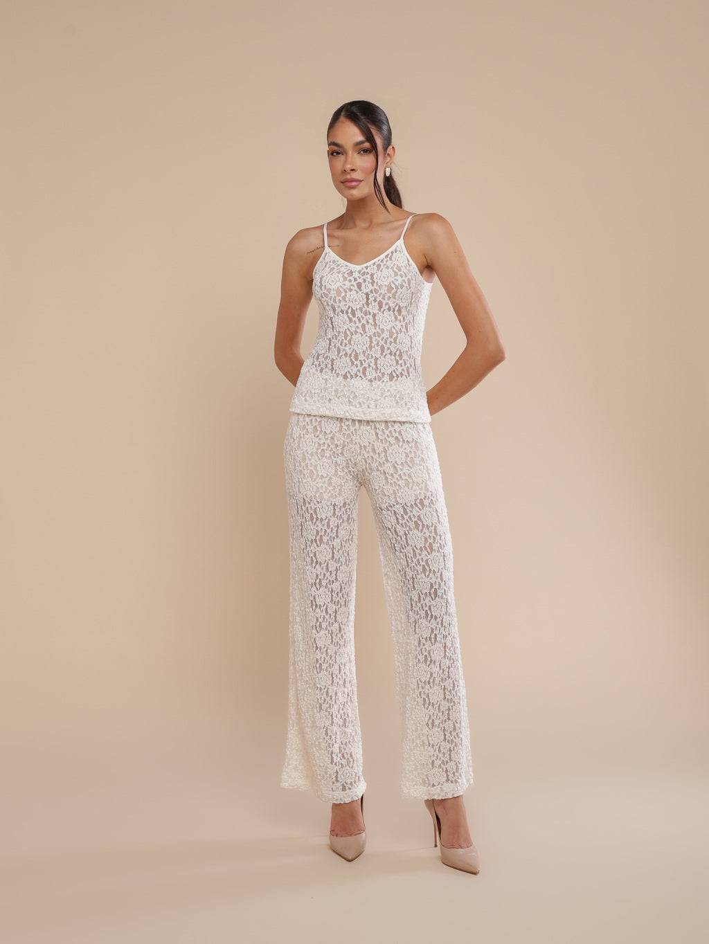 Regata Alcinha Renda Urban Lace Off-White