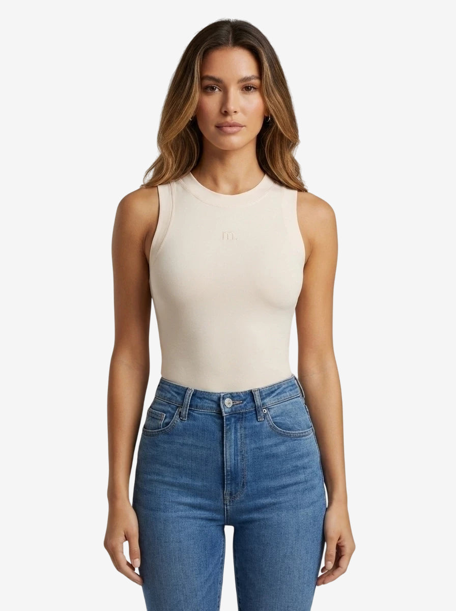 Regata Tank Canelada Viscose Off-White