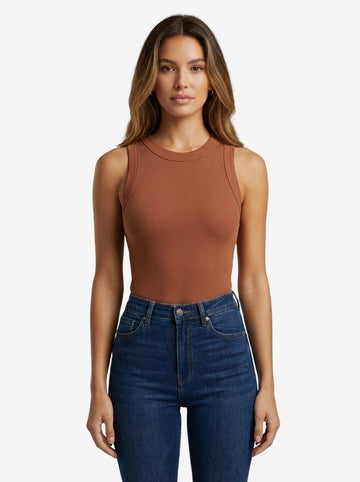 Regata Tank Canelada Viscose Mocaccino
